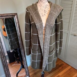 Cyrus Green Checkered Hooded Cape